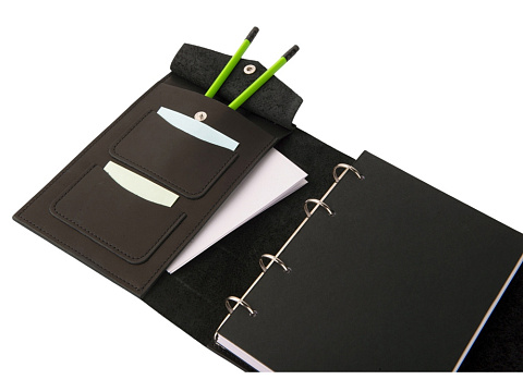 Блокнот кожаный А5 на кольцах, черный - рис 10.