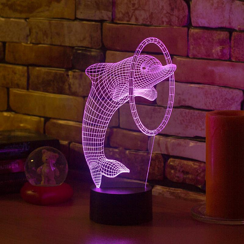 3D лампа Дельфин в кольце - рис 6.