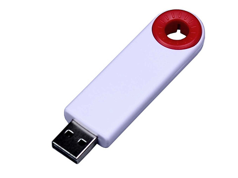 USB-флешка промо на 32 Гб прямоугольной формы, выдвижной механизм, красный