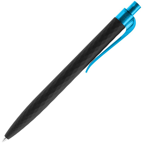 Ручка шариковая Prodir QS01 PRT-P Soft Touch, черная с голубым - рис 4.