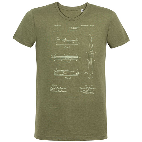 Футболка приталенная Old Patents. Knife, меланж хаки - рис 3.