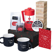 Подарочный набор c френчпрессом, кружками и чаем, красный