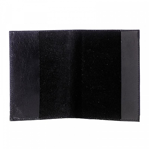 Кожаная обложка для паспорта «МВД» черная с накладкой из стали - рис 2.