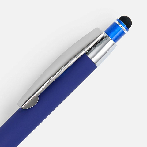 Ручка шариковая Sansen Soft Touch со стилусом, синяя - рис 5.