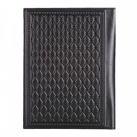 Кожаная обложка для паспорта «МВД» черная с накладкой из стали - рис 3.