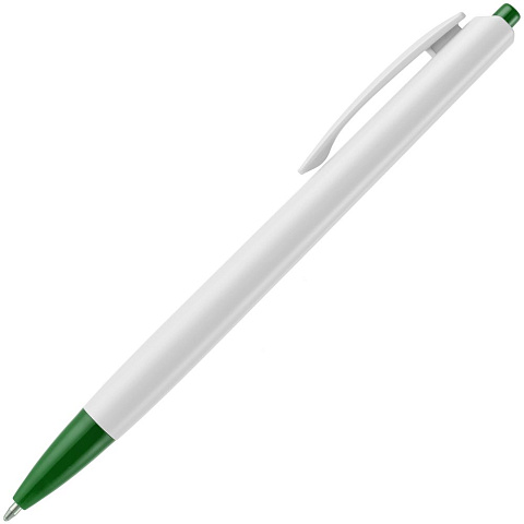 Ручка шариковая Tick, белая с зеленым - рис 3.