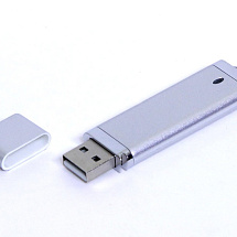 USB-флешка промо на 32 Гб прямоугольной классической формы, серебро