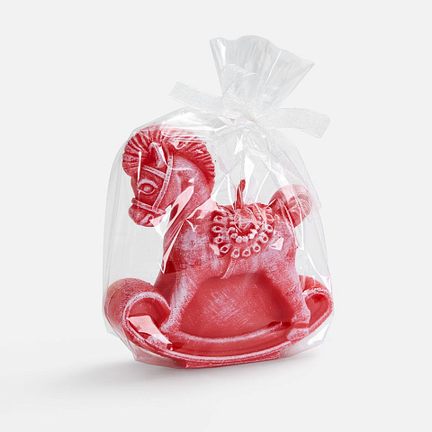 Свеча фигурная «Лошадка-качалка», красная - рис 3.