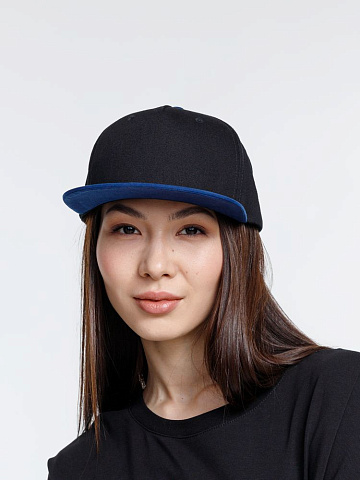 Бейсболка Foreside с прямым козырьком, черная с синим - рис 9.