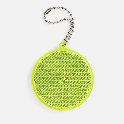 Пешеходный светоотражатель с цепочкой «Круг», неон-желтый - рис 2.