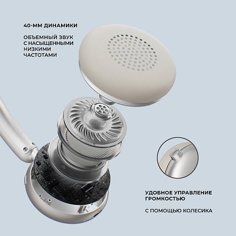 Беспроводные накладные наушники Stereo Light, BT 5.4, 300 мАч, песочно-золотой, Deppa - рис 4.