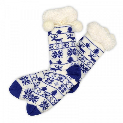 Новогодние носки-тапки (синие) - рис 3.