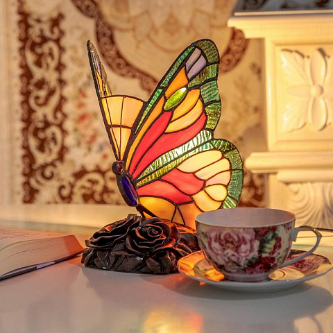 Винтажная настольная лампа "Изумрудная бабочка" - рис 2.