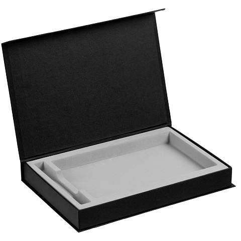 Коробка Silk с ложементом под ежедневник 13x21 см и ручку, черная - рис 3.