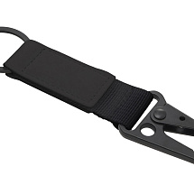 Брелок-ремувка Carabinier из ткани с вставкой из экокожи и карабином, черный