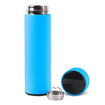 Термос FAMILY MARK LED, soft touch (Голубой)