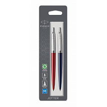 Набор из 2х ручек : Parker Jotter London Parker Jotter Essential, Kensington Red CT и Jotter Essential, Royal Blue CT, стержень: M