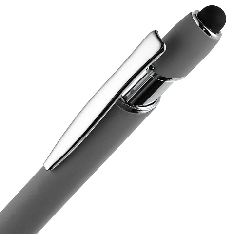 Ручка шариковая Pointer Soft Touch со стилусом, серая - рис 5.