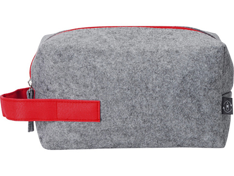 Органайзер для электроники и проводов Felt из RPET-фетра с ручкой, серый с красным - рис 6.