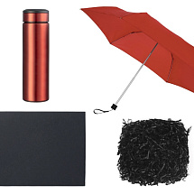 Подарочный набор с зонтом и термосом, красный