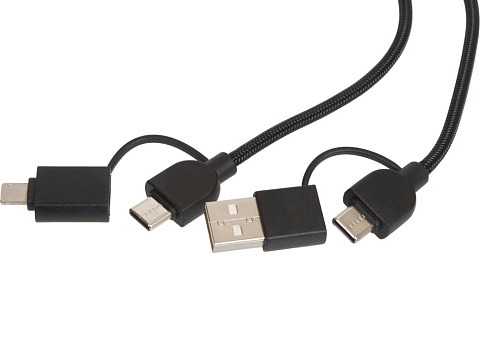 Универсальный зарядный кабель из переработанных ПЭТ и ТПЕ Acalypha, быстрая зарядка 25 Вт, черный - рис 2.