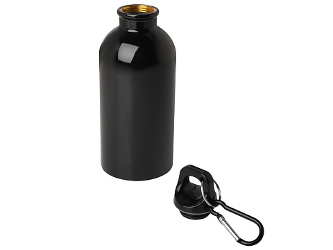 Одностенная бутылка для воды с карабином Oregon, изготовленная из нержавеющей стали, сертифицированной по стандарту RCS, объемом 400 мл - сплошной черный - рис 3.