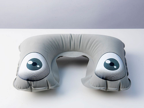 Надувная подушка под шею в чехле Sleep, темно-серая - рис 5.