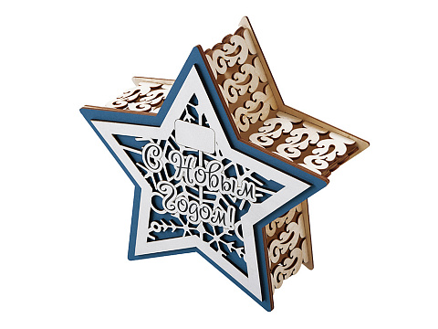 Шкатулка из фанеры в виде звезды Asteris, сине-серебристый