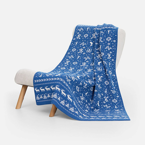 Плед Holidale, синий с молочным - рис 2.