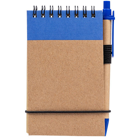 Блокнот на кольцах Eco Note с ручкой, синий - рис 2.