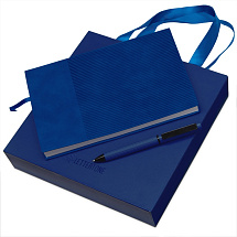 Набор блокнот в гибкой обложке А5 и металлическая шариковая ручка Nabokov, синий