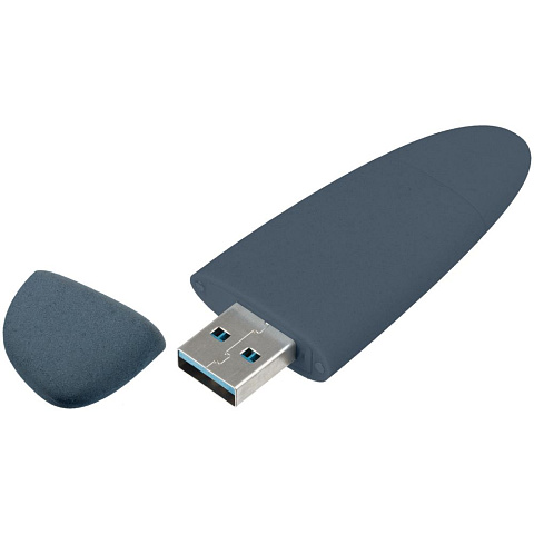 Флешка Pebble Type-C, USB 3.0, серо-синяя, 32 Гб - рис 3.