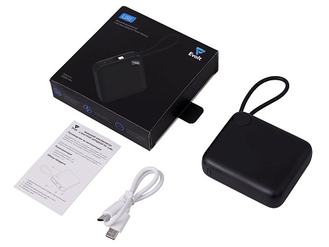 Внешний аккумулятор со встроенным кабелем Liri, QC/PD, 10000 мАч, черный - рис 2.