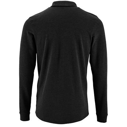 Рубашка поло мужская с длинным рукавом Perfect LSL Men, черный меланж - рис 3.
