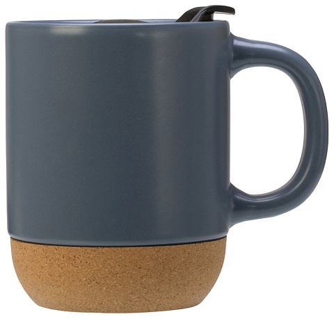 Кружка Denpasar с пробковым дном и крышкой, цветная с двух сторон, антрацит - рис 5.