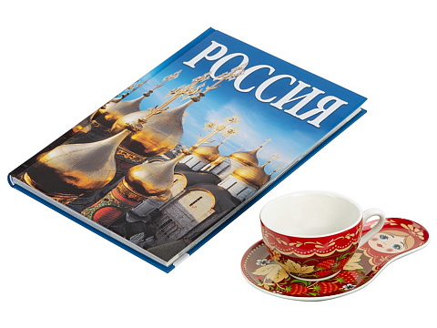 Набор «Моя Россия»: чайно-кофейная пара «Матрешка» и книга «Россия» на русском. языке