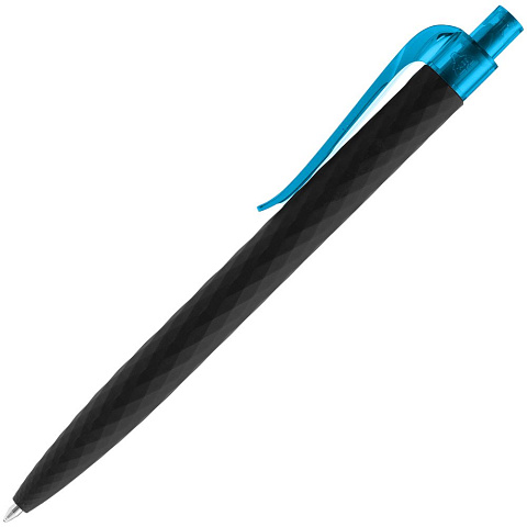 Ручка шариковая Prodir QS01 PRT-P Soft Touch, черная с голубым - рис 3.