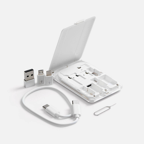 Органайзер с беспроводной зарядкой и набором адаптеров Octopod, белый - рис 2.