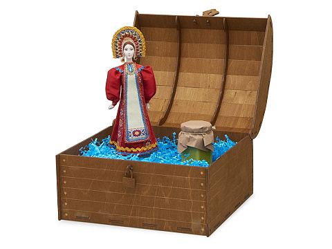 Подарочный набор: кукла фарфоровая, крем-мед, красный