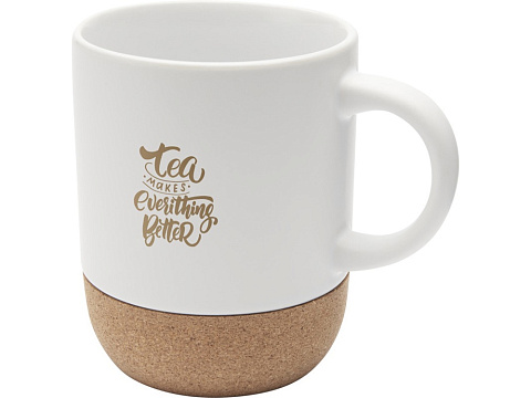 Billie керамическая кружка объемом 300 мл с пробковыми деталями и матовой отделкой, белый - рис 4.