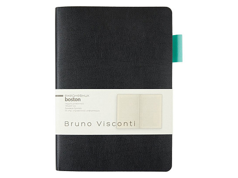 Ежедневник недатированный А5 Boston, черный (бирюзовый обрез) - рис 2.