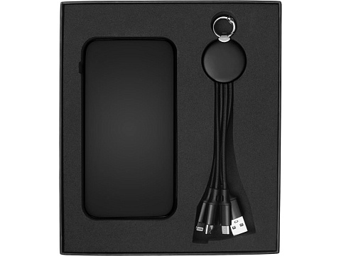 Набор из внешнего акуумулятора и универсального кабеля с подсветкой лого Reserve LED, 10000mAh, черный - рис 15.