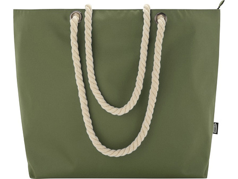 Panama пляжная эко-сумка-холодильник из переработанного материала, с ручками-шнурками 23L, оливковый - рис 2.