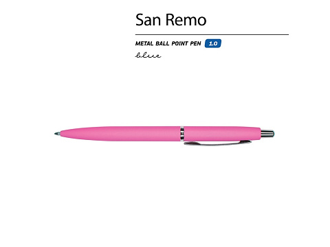 Ручка металлическая шариковая San Remo, софт-тач, 1.0 мм, ярко-розовый - рис 2.