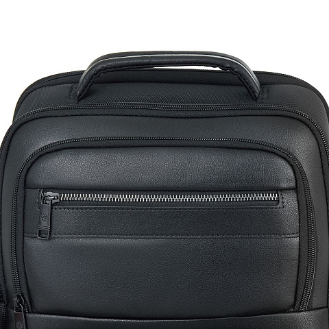 Рюкзак для ноутбука Santiago с кожаной отделкой, черный - рис 5.