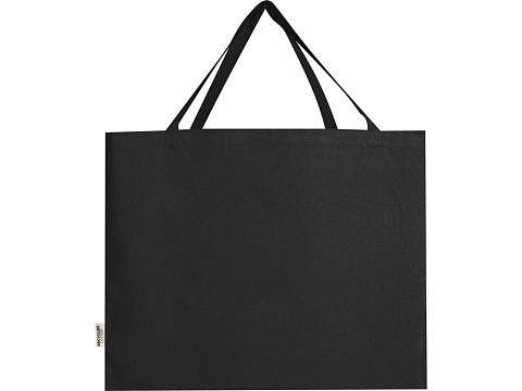 Odessa большая эко-сумка из переработанного хлопка, сертифицированного согласно GRS, плотностью 220 г/м² - сплошной черный - рис 3.