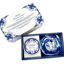 Набор: платок Гжель и свеча Птица счастья