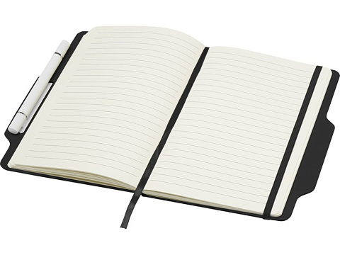 Nexus блокнот формата А5 в твердой обложке с ручкой и карандашом - сплошной черный - рис 4.