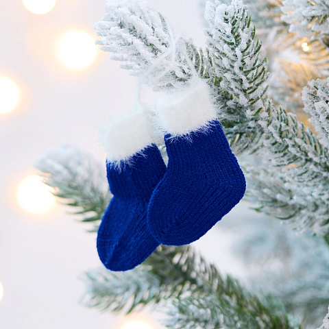 Подвеска на елку «Вьюшка», носочки, синяя - рис 4.