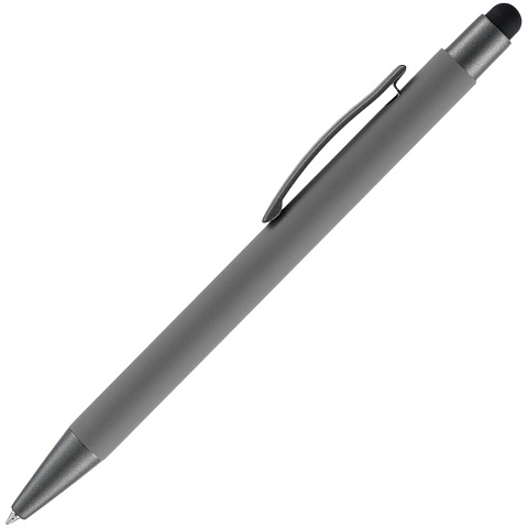 Ручка шариковая Atento Soft Touch со стилусом, серая - рис 3.